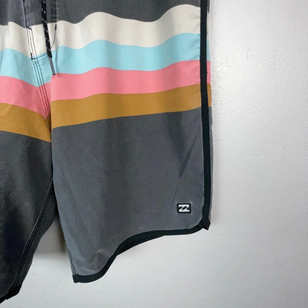 Billabong Board Shorts Men 33 Gray 73 Spinner Lo Tide Recycler Surf Swim Trunks